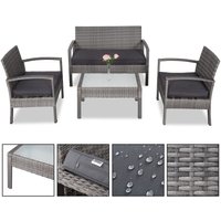 Casaria - Polyrattan Gartenmöbel mit Bank Tisch 2 Stühle inkl. Auflagen Sicherheitsglas Wetterfest Modern Outdoor Terrasse Balkon Möbel Lounge Set von Casaria