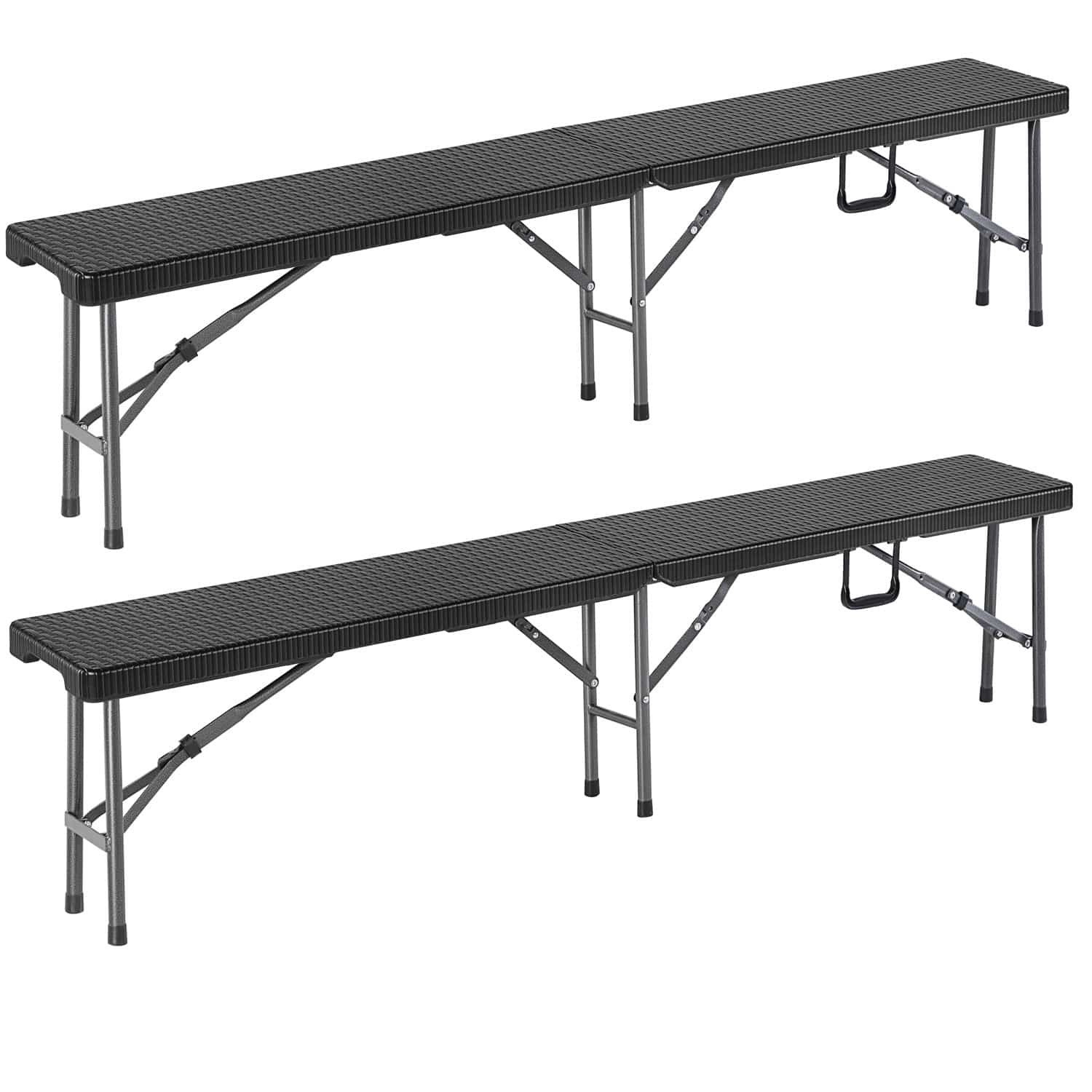 Rattanbänke Malmö 2er-Set Schwarz 180cm Rattanbänke Malmö 2er-Set Schwarz 180cm von Casaria®