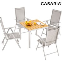 Gartenmöbel Set 4 Stühle mit wpc Tisch 80x80cm Aluminium Sicherheitsglas Wetterfest Klappbar Modern Terrasse Balkon Möbel Sitzgruppe Garnitur Bern von Casaria