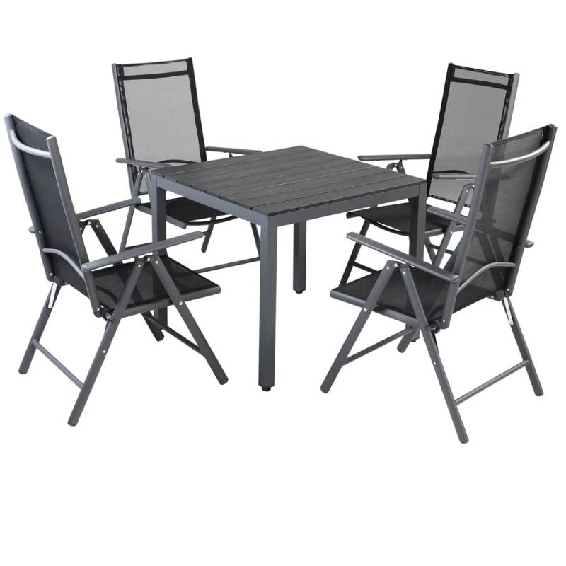 Garten-Sitzgruppe Bern 5-tlg Anthrazit Alu WPC Tischplatte von Casaria®