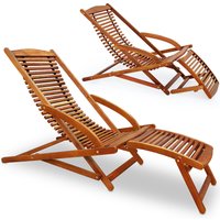 Casaria Sonnenliege Akazienholz inkl. Kopfkissen von Casaria