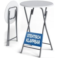 Stehtisch Klappbar 110cm Hoch Rund ø 60cm Holz Garten Camping Bistrotisch Bartisch Biertisch Partytisch Esstisch Klapptisch Gartentisch Weiß - Casaria von Casaria