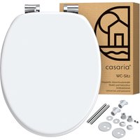 Casaria - Toilettendeckel mit doppelter Absenkautomatik mdf rostfreie Metall Scharniere wc Sitz 175kg Belastbarkeit antibakteriell Weiß von Casaria
