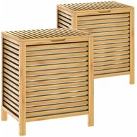 Wäschekorb Bambus 124l Wäschebox natur Wäschebehälter Badezimmer Truhe Wäschetonne Wäschesammler Bad 1er/2er Set 2x - Casaria von Casaria