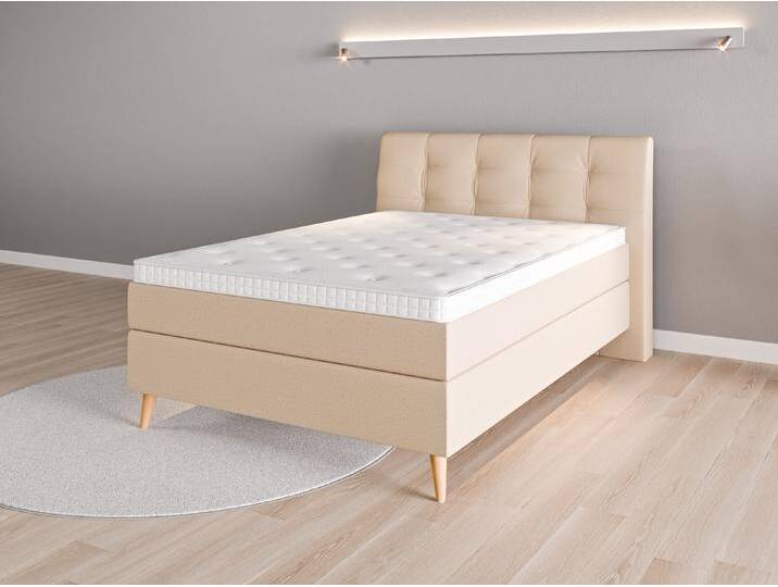 Boxspringbett 140x200 Nr. 1 - Beige/Braun (Beige) - Softwolle von Casarista
