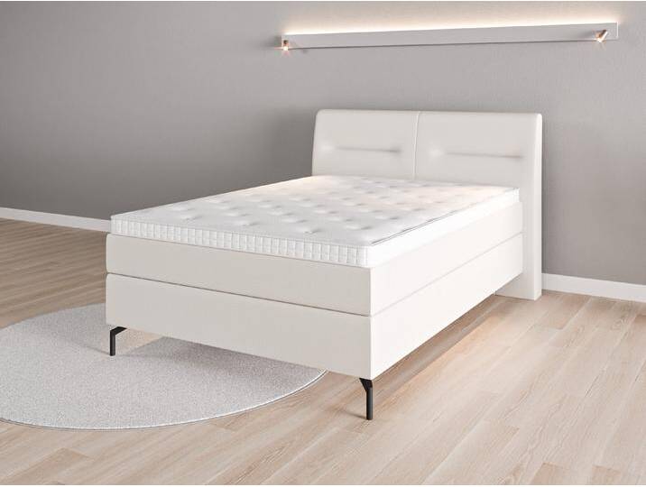 Boxspringbett 140x200 Nr. 1 - Beige/Braun (Cremeweiß) - Softwolle von Casarista