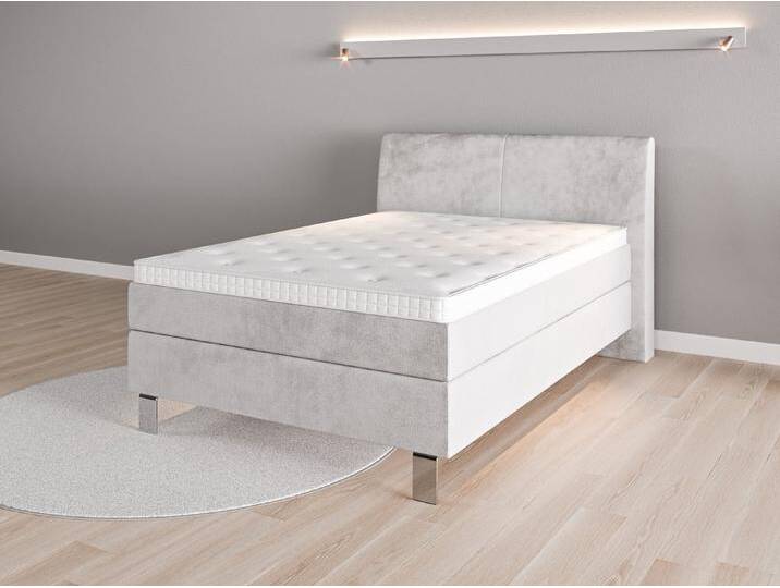 Boxspringbett 140x200 Nr. 1 - Grau (Achatgrau) - Grober Mikrofaserstoff von Casarista