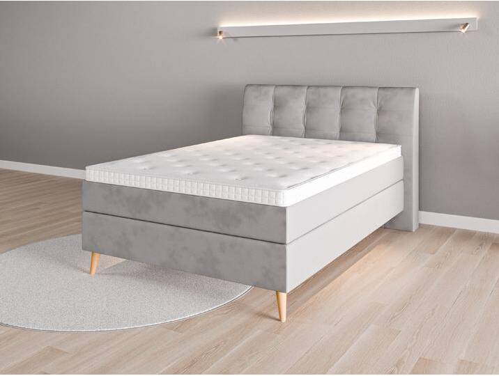 Boxspringbett 140x200 Nr. 1 - Grau (Achatgrau) - Vintage Velours von Casarista