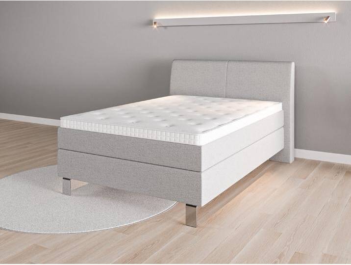 Boxspringbett 140x200 Nr. 1 - Grau (Lichtgrau) - Feiner Strukturstoff von Casarista