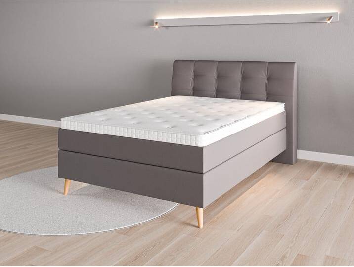 Boxspringbett 140x200 Nr. 1 - Grau (Steingrau) - Feiner Mikrofaserstoff von Casarista