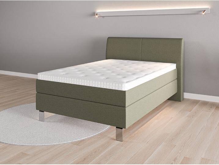 Boxspringbett 140x200 Nr. 1 - Grün (Farngrün) - Feiner Strukturstoff von Casarista