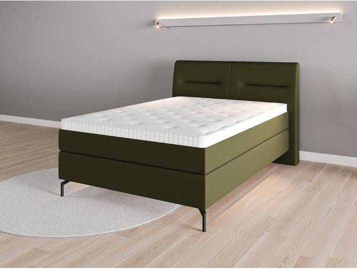Boxspringbett 140x200 Nr. 1 - Grün (Waldgrün) - Feiner Mikrofaserstoff von Casarista