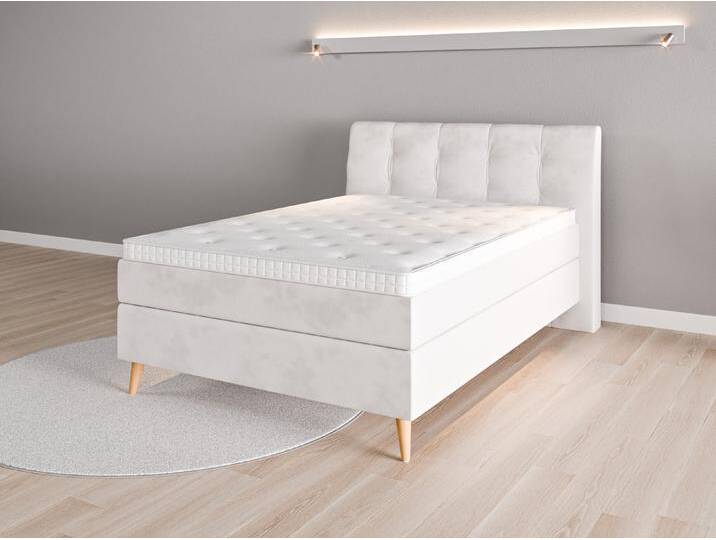 Boxspringbett 140x200 Nr. 1 - Weiß (Cremeweiß) - Vintage Velours von Casarista
