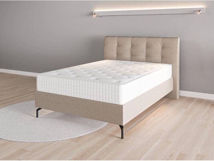Boxspringbett 140x200 Nr. 2 - Beige/Braun (Beigegrau) - Feiner Strukturstoff von Casarista