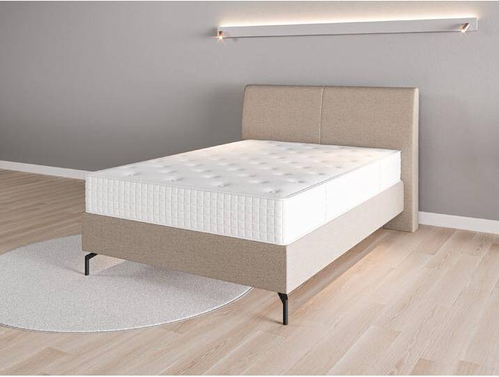 Boxspringbett 140x200 Nr. 2 - Beige/Braun (Beigegrau) - Feiner Strukturstoff von Casarista