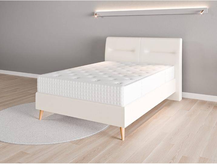 Boxspringbett 140x200 Nr. 2 - Beige/Braun (Cremeweiß) - Feiner Strukturstoff von Casarista