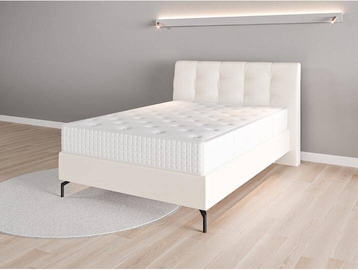 Boxspringbett 140x200 Nr. 2 - Beige/Braun (Cremeweiß) - Feiner Strukturstoff von Casarista