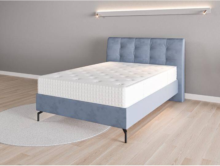 Boxspringbett 140x200 Nr. 2 - Blau (Jeansblau) - Vintage Velours von Casarista