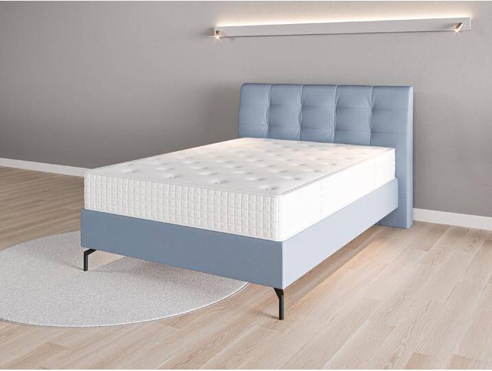 Boxspringbett 140x200 Nr. 2 - Blau (Taubenblau) - Feiner Mikrofaserstoff von Casarista