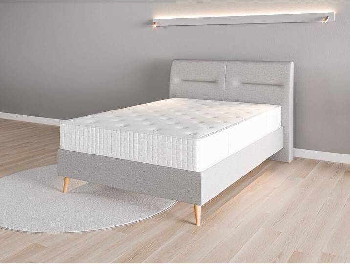 Boxspringbett 140x200 Nr. 2 - Grau (Lichtgrau) - Feiner Strukturstoff von Casarista