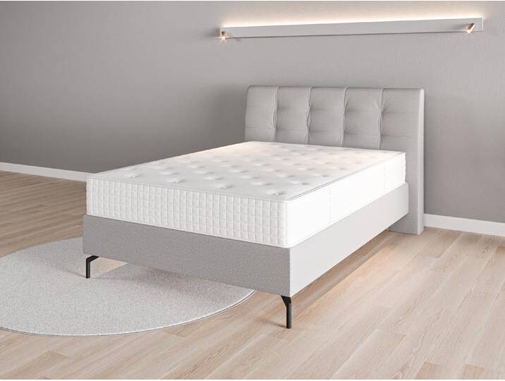 Boxspringbett 140x200 Nr. 2 - Grau (Lichtgrau) - Softwolle von Casarista