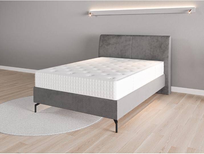 Boxspringbett 140x200 Nr. 2 - Grau (Mausgrau) - Grober Mikrofaserstoff von Casarista