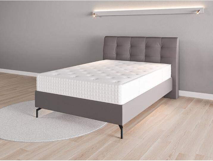 Boxspringbett 140x200 Nr. 2 - Grau (Steingrau) - Feiner Mikrofaserstoff von Casarista