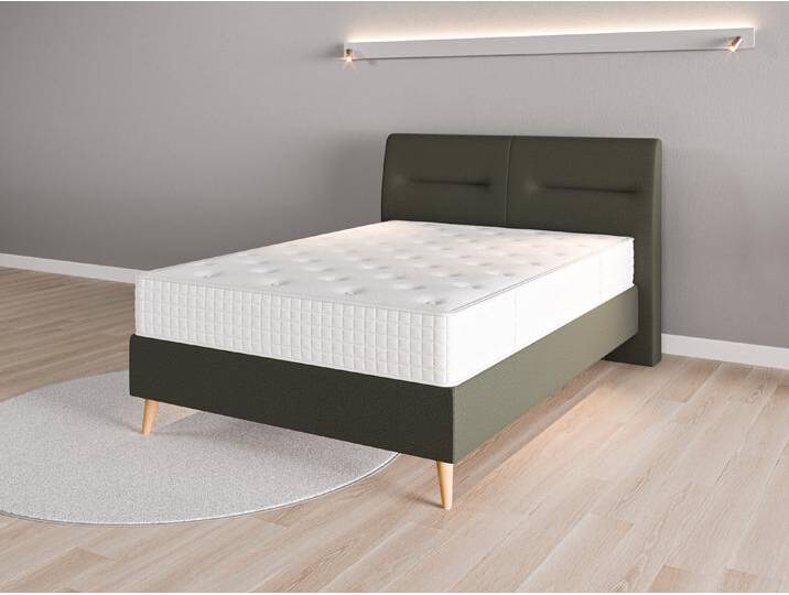 Boxspringbett 140x200 Nr. 2 - Grün (Waldgrün) - Softwolle von Casarista