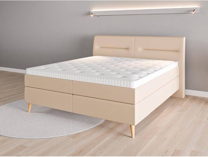 Boxspringbett 180x200 Nr. 1 - Beige/Braun (Beige) - Softwolle von Casarista