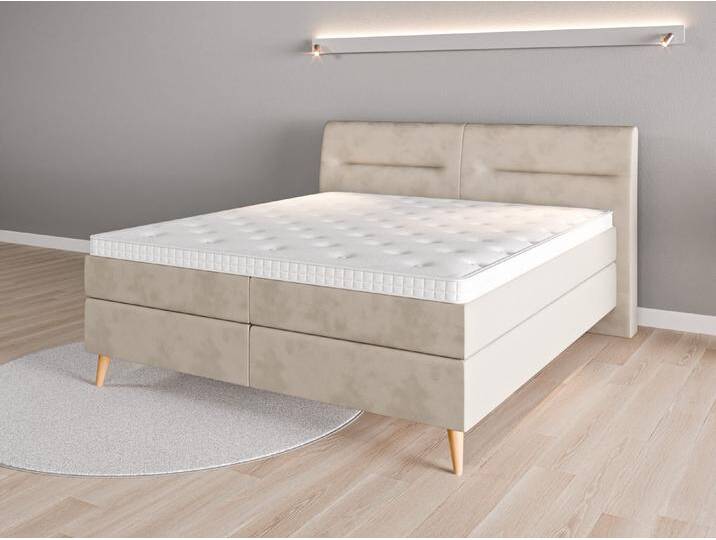 Boxspringbett 180x200 Nr. 1 - Beige/Braun (Beige) - Vintage Velours von Casarista
