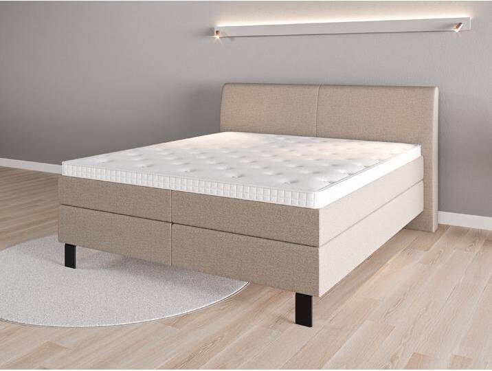 Boxspringbett 180x200 Nr. 1 - Beige/Braun (Beigegrau) - Feiner Strukturstoff von Casarista