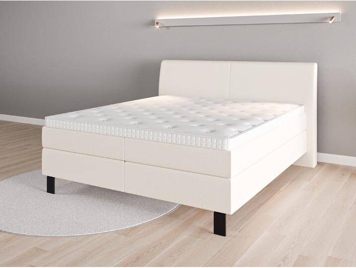 Boxspringbett 180x200 Nr. 1 - Beige/Braun (Cremeweiß) - Feiner Strukturstoff von Casarista