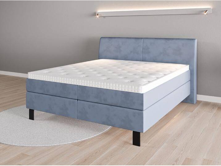 Boxspringbett 180x200 Nr. 1 - Blau (Jeansblau) - Vintage Velours von Casarista