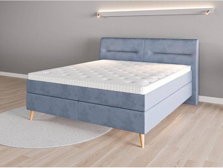 Boxspringbett 180x200 Nr. 1 - Blau (Jeansblau) - Vintage Velours von Casarista