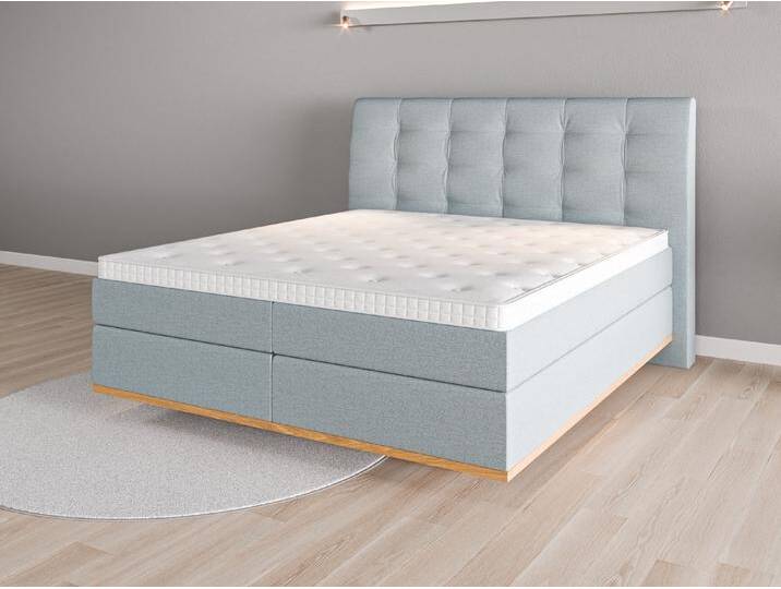 Boxspringbett 180x200 Nr. 1 - Blau (Pastellblau) - Feiner Strukturstoff von Casarista