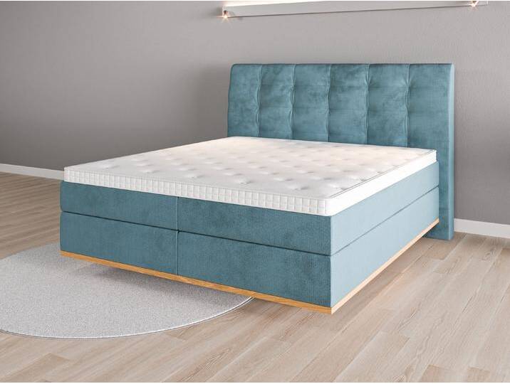 Boxspringbett 180x200 Nr. 1 - Blau (Perlenzian) - Grober Mikrofaserstoff von Casarista