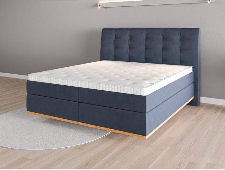 Boxspringbett 180x200 Nr. 1 - Blau (Saphirblau) - Geprägter Mikrofaserstoff von Casarista