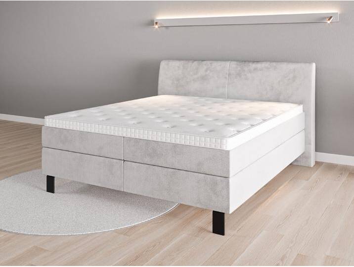 Boxspringbett 180x200 Nr. 1 - Grau (Achatgrau) - Grober Mikrofaserstoff von Casarista