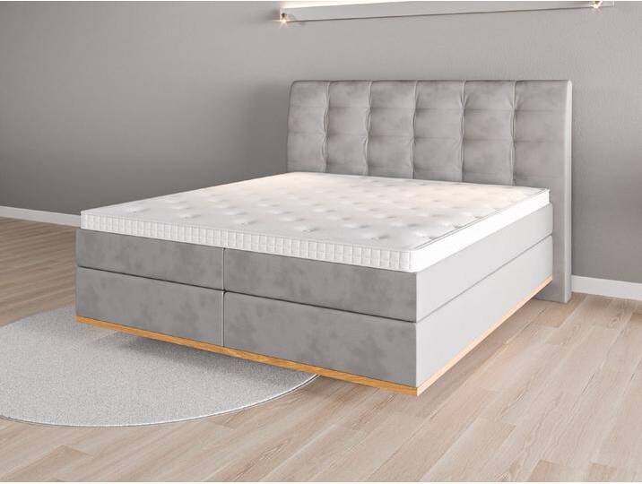 Boxspringbett 180x200 Nr. 1 - Grau (Achatgrau) - Vintage Velours von Casarista