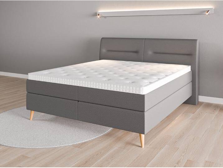 Boxspringbett 180x200 Nr. 1 - Grau (Schiefergrau) - Softwolle von Casarista