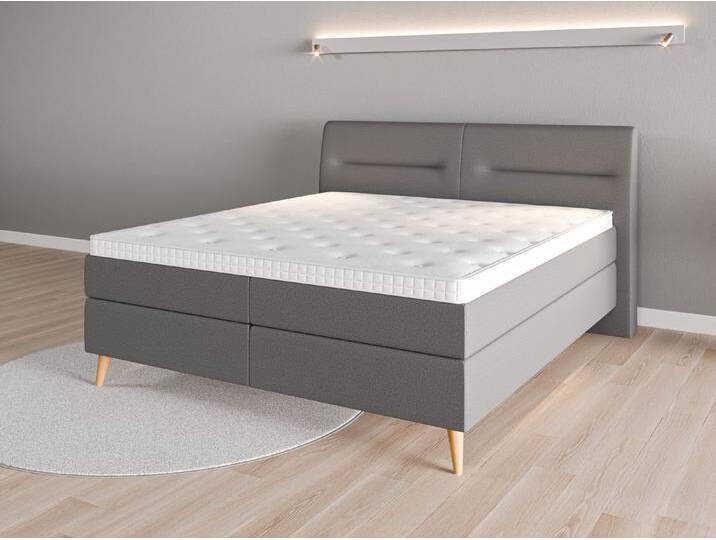 Boxspringbett 180x200 Nr. 1 - Grau (Schiefergrau) - Softwolle von Casarista