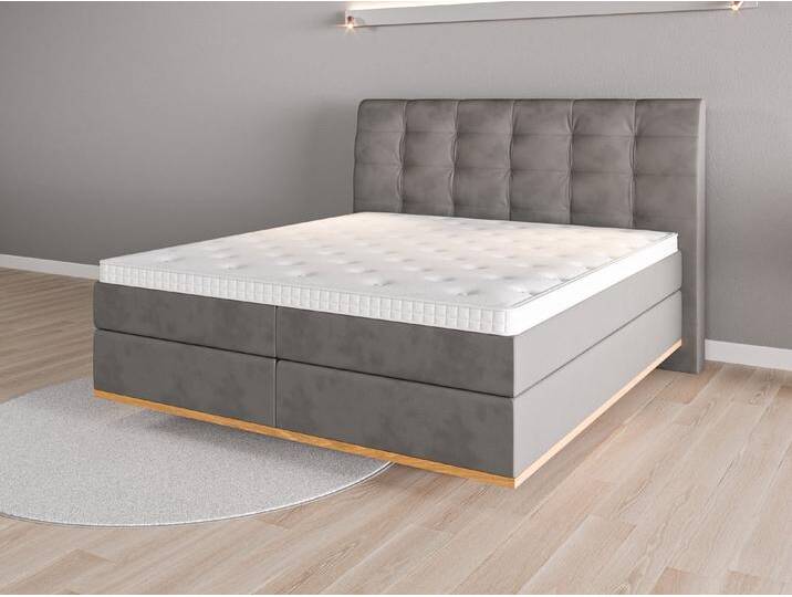 Boxspringbett 180x200 Nr. 1 - Grau (Stahlgrau) - Vintage Velours von Casarista