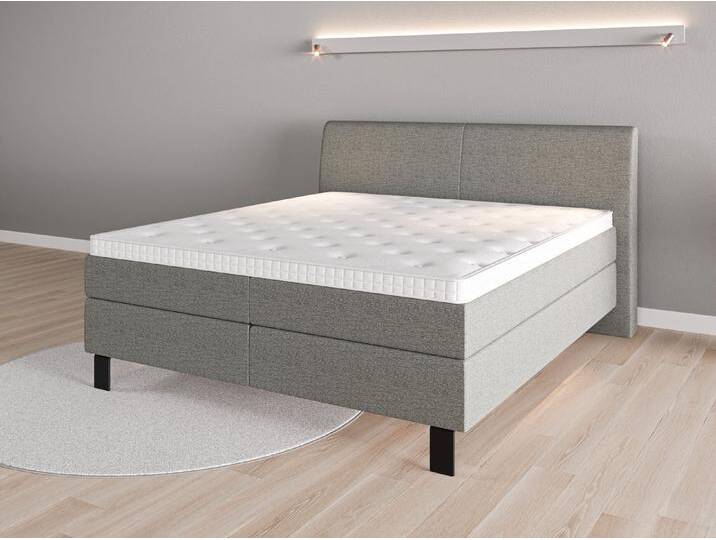 Boxspringbett 180x200 Nr. 1 - Grau (Staubgrau) - Feiner Strukturstoff von Casarista