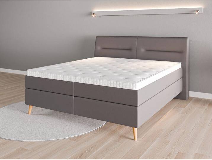 Boxspringbett 180x200 Nr. 1 - Grau (Steingrau) - Feiner Mikrofaserstoff von Casarista