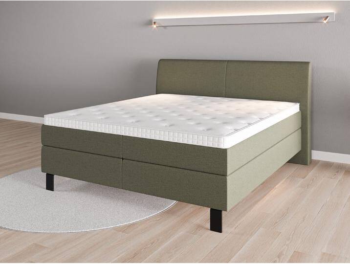 Boxspringbett 180x200 Nr. 1 - Grün (Farngrün) - Feiner Strukturstoff von Casarista