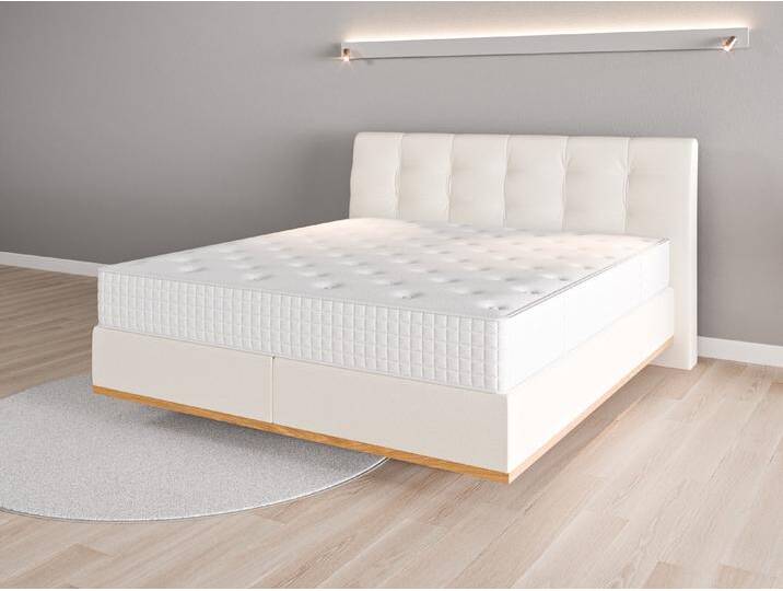 Boxspringbett 180x200 Nr. 2 - Beige/Braun (Cremeweiß) - Feiner Strukturstoff von Casarista