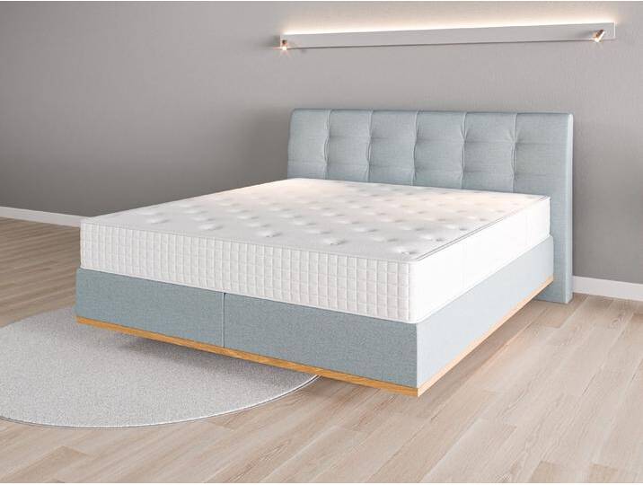 Boxspringbett 180x200 Nr. 2 - Blau (Pastellblau) - Feiner Strukturstoff von Casarista