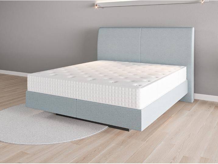 Boxspringbett 180x200 Nr. 2 - Blau (Pastellblau) - Feiner Strukturstoff von Casarista