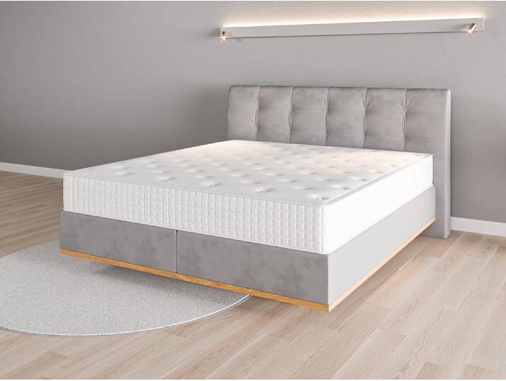 Boxspringbett 180x200 Nr. 2 - Grau (Achatgrau) - Vintage Velours von Casarista