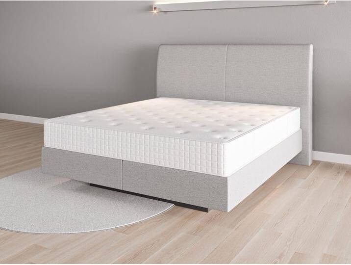 Boxspringbett 180x200 Nr. 2 - Grau (Lichtgrau) - Feiner Strukturstoff von Casarista